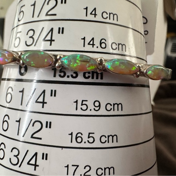 Sterling Silver Opal Cuff Bracelet - Picture 6 of 6